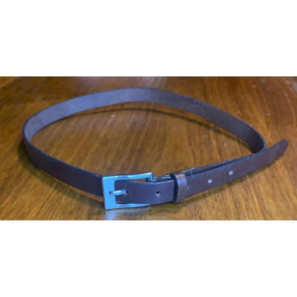 Genuine‎ Italian Leather Narrow Brown Belt Size 29